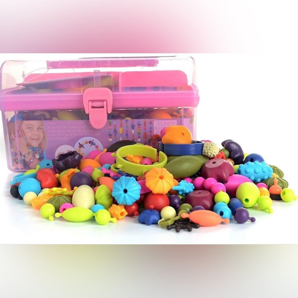 G.I.L.I. Kids Bead Jewelry Craft Kit - Pink Case with Multicolor Beads